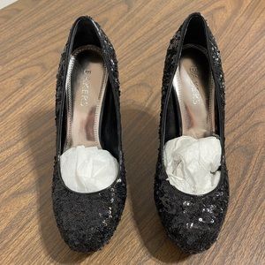 Black Sequence dress heels